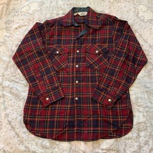 Vintage Woolrich Red Plaid Button Down Shirt Jacket Shacket Sz L